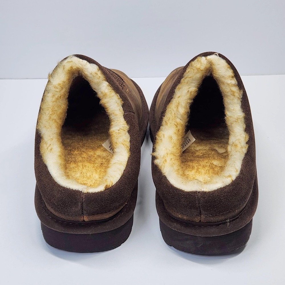 Ariat Shoes Mens Size 10 Brown Leather Faux Fur Mule Slippers Flag AR2692-200 - Picture 5 of 15